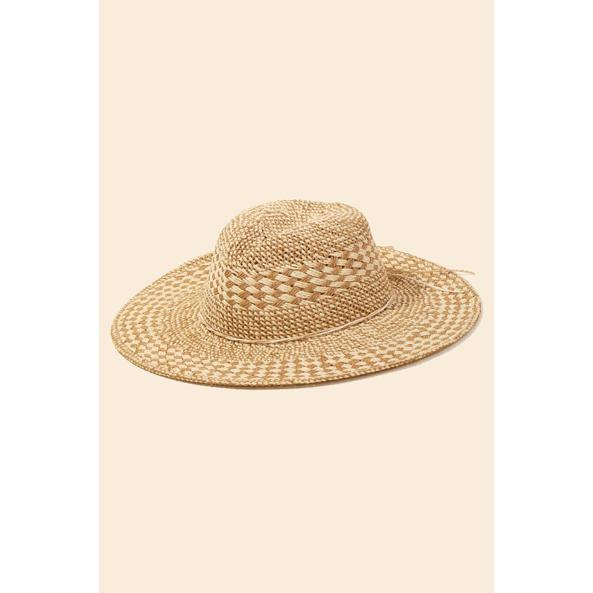 Checkered Straw Weave Sun Hat: FU