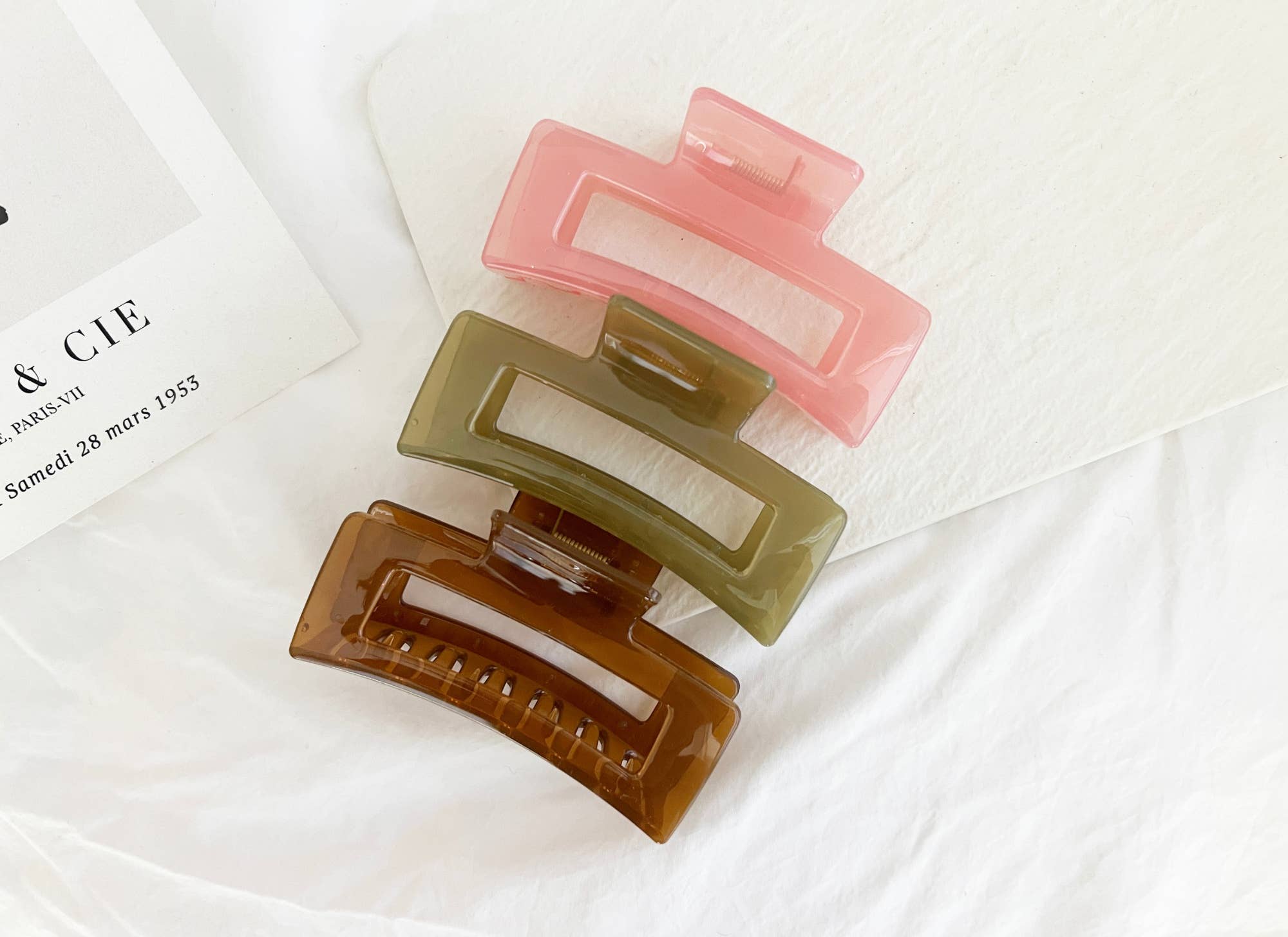 Jumbo 4-Inch Jelly Hair Clips - BROWN JELLY