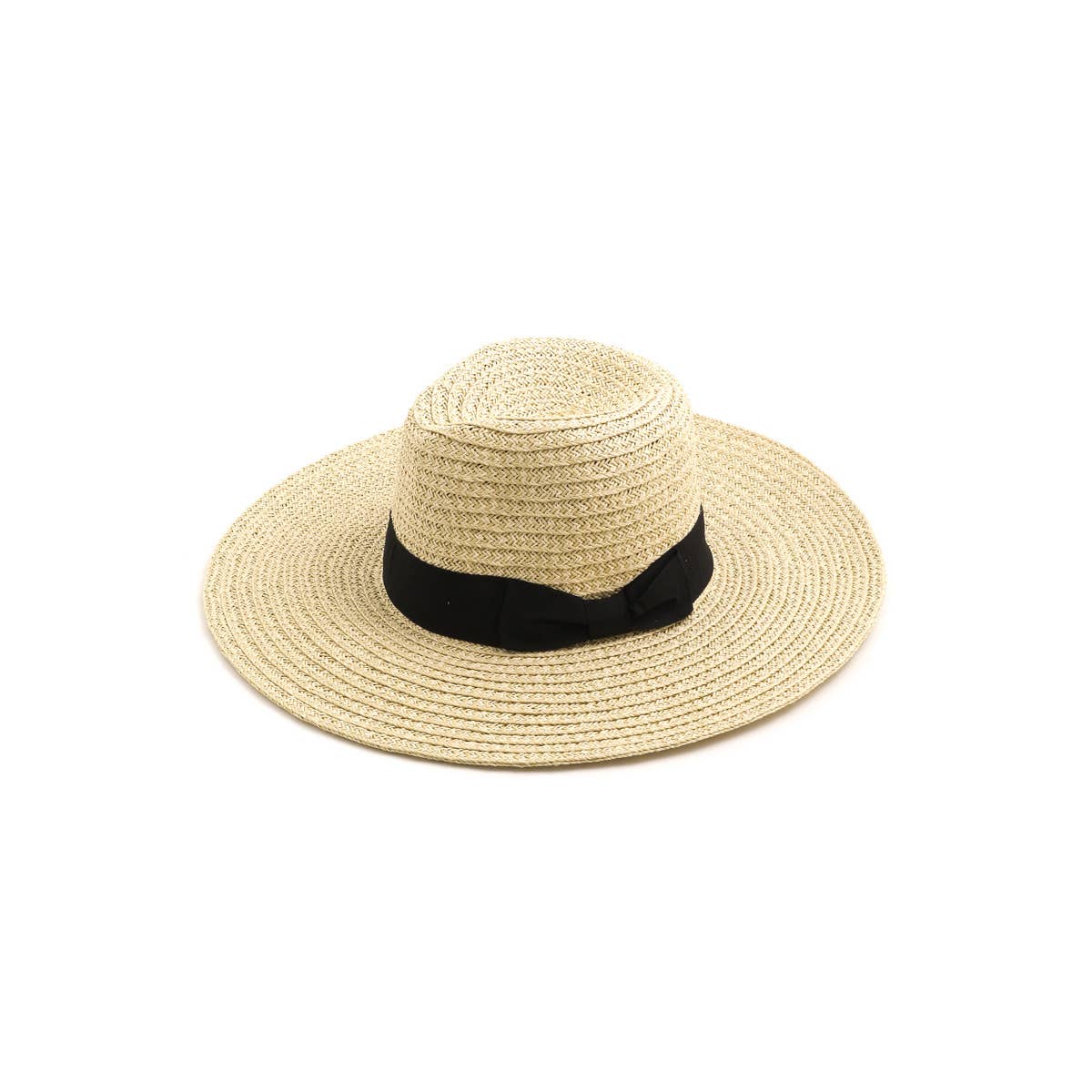 Bow Tie Straw Weave Floppy Sun Hat: TA