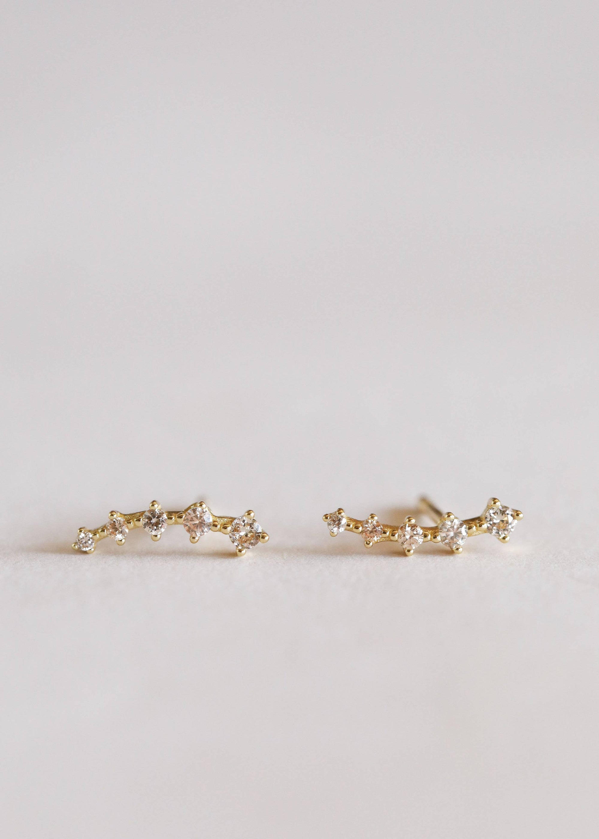 Crawler - Champagne CZ - Gold Earrings