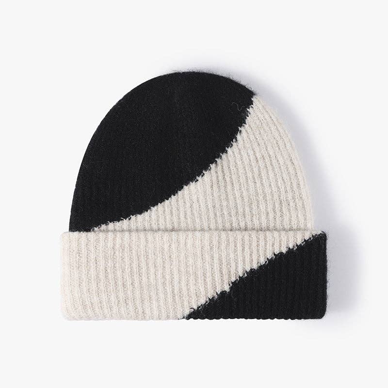 Simple Contrast Color Warm Knit Beanie