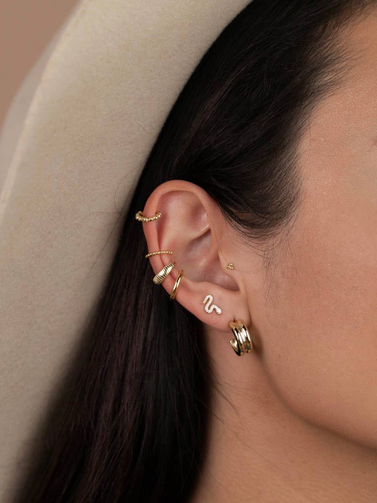 Pave Stud - Snake - Gold Earrings