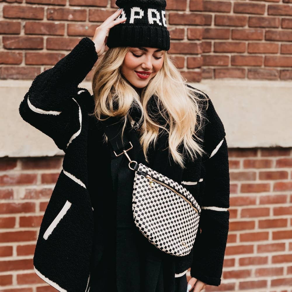 Westlyn Woven Bum Bag  Checkered Black