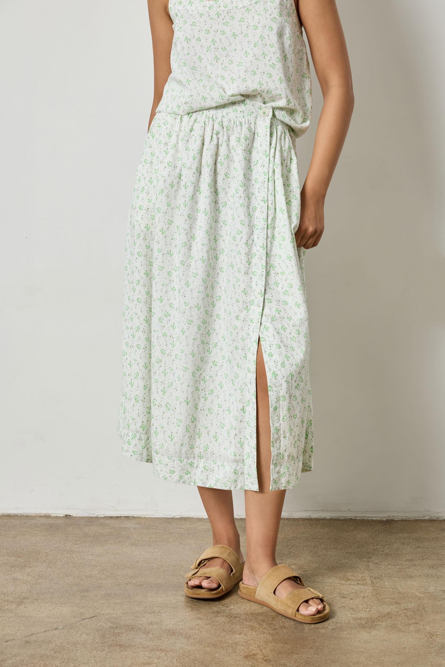 Faux Wrap Long Skirt