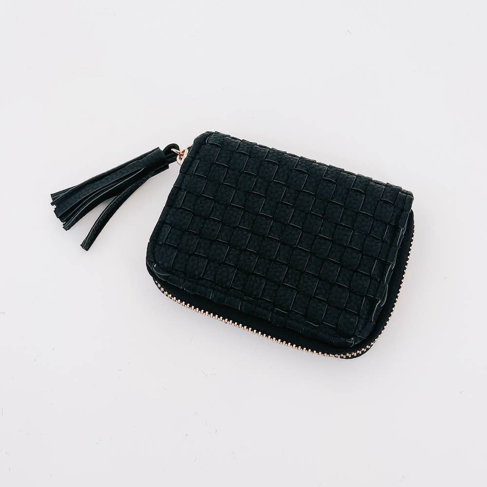 Wynona Woven Wallet: Checkered Black