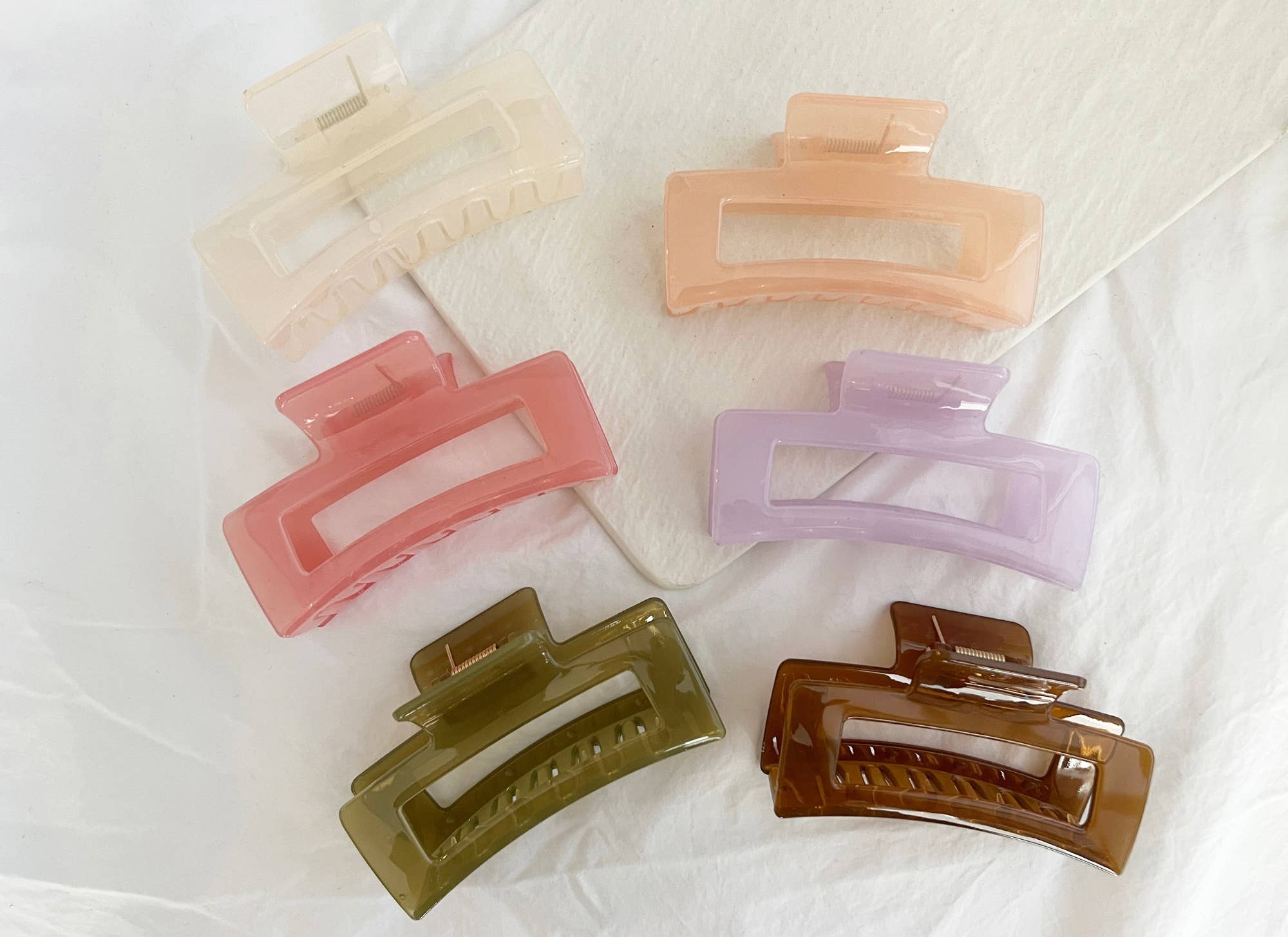 Jumbo 4-Inch Jelly Hair Clips - BROWN JELLY