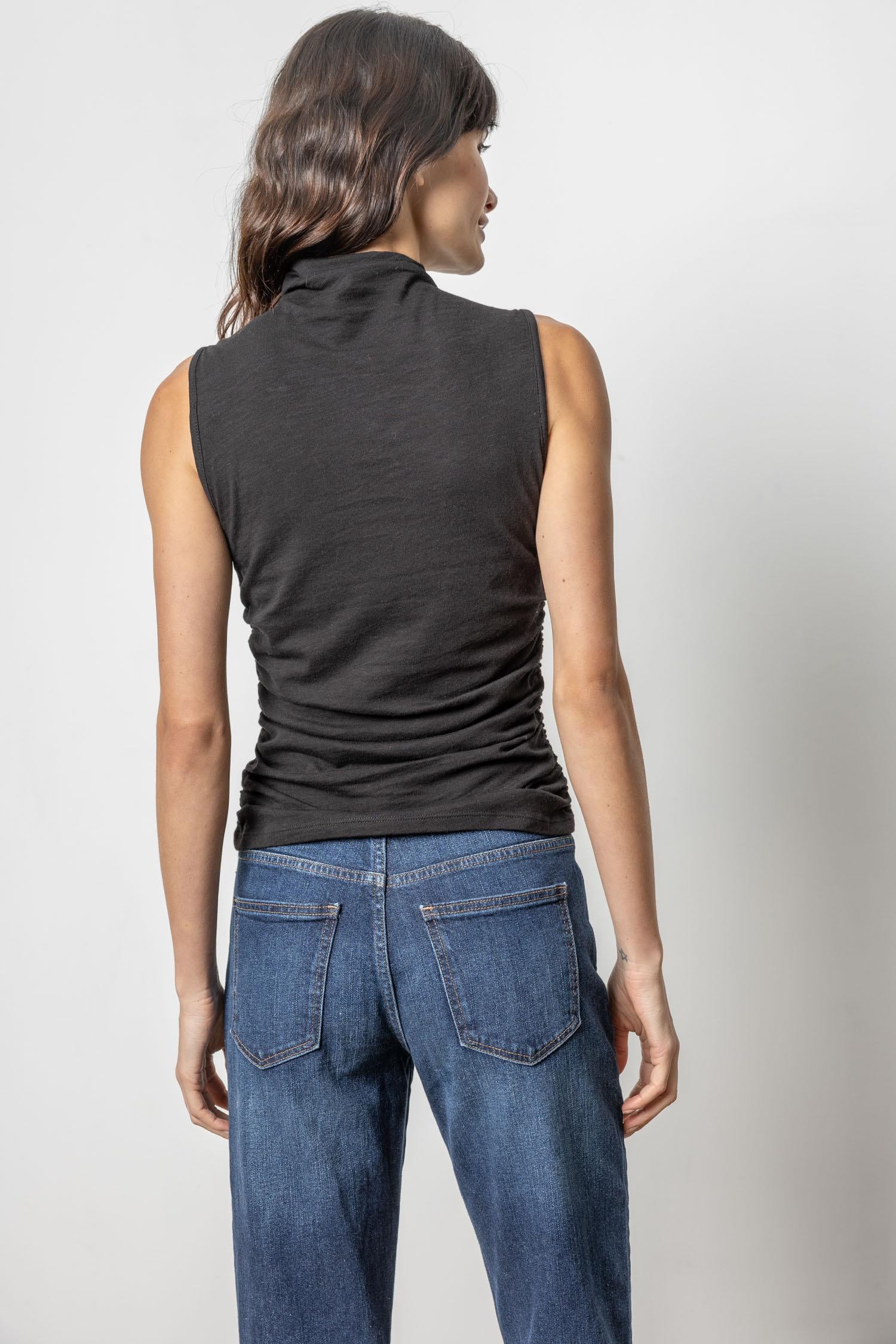 Shirred Mock Neck Tank