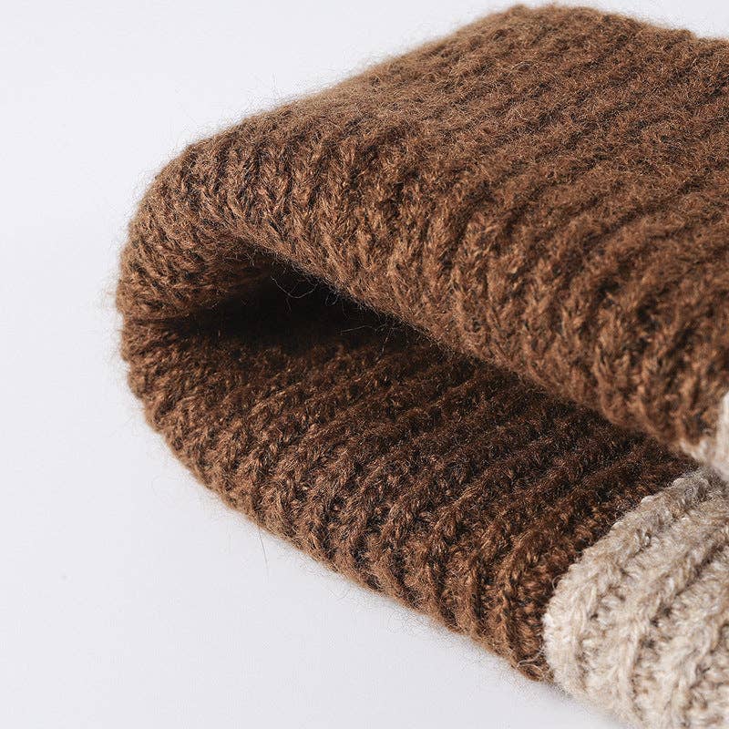 Simple Contrast Color Warm Knit Beanie