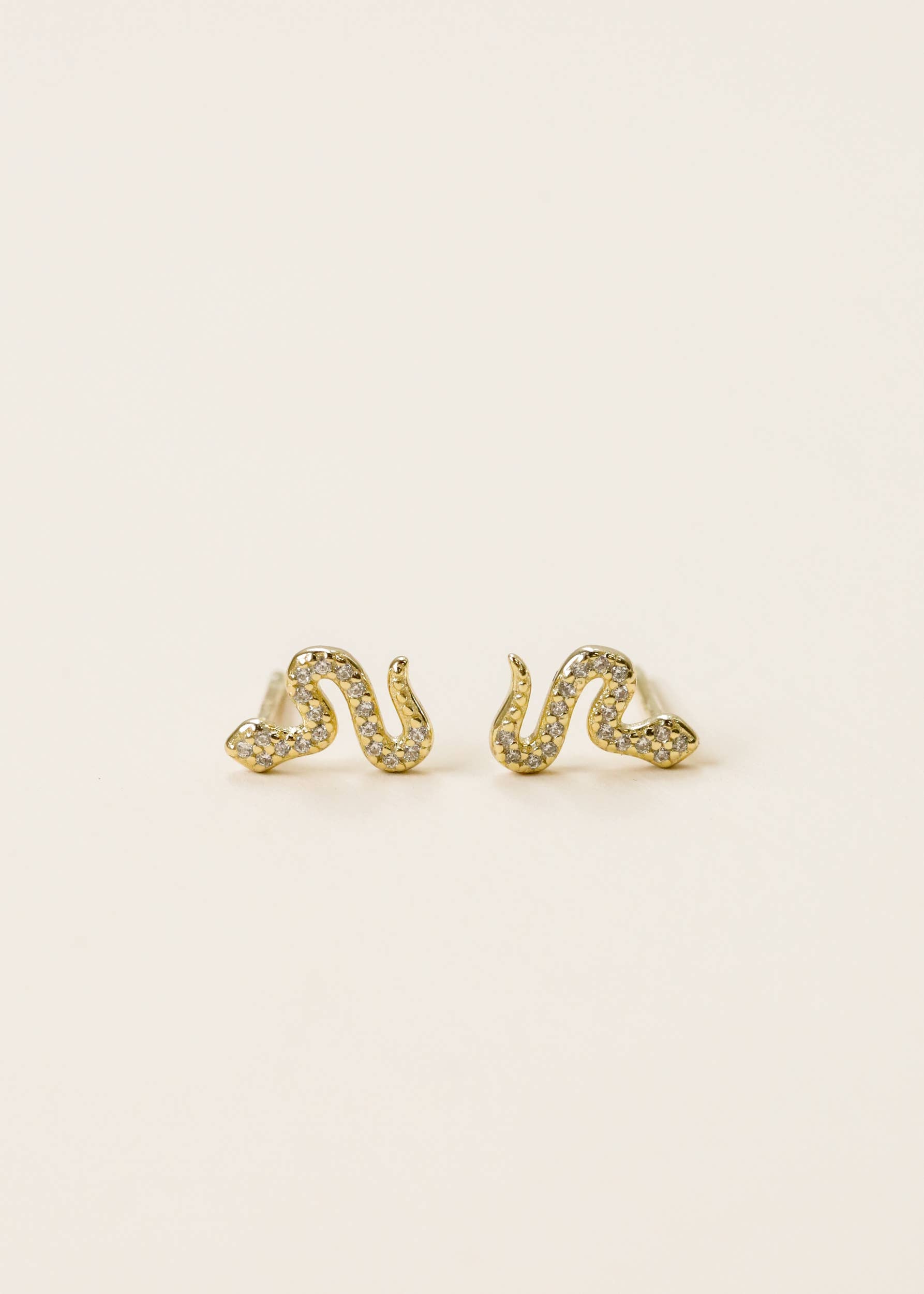 Pave Stud - Snake - Gold Earrings