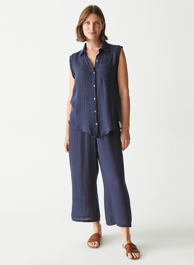 Medina Smocked Waist Cropped Pant