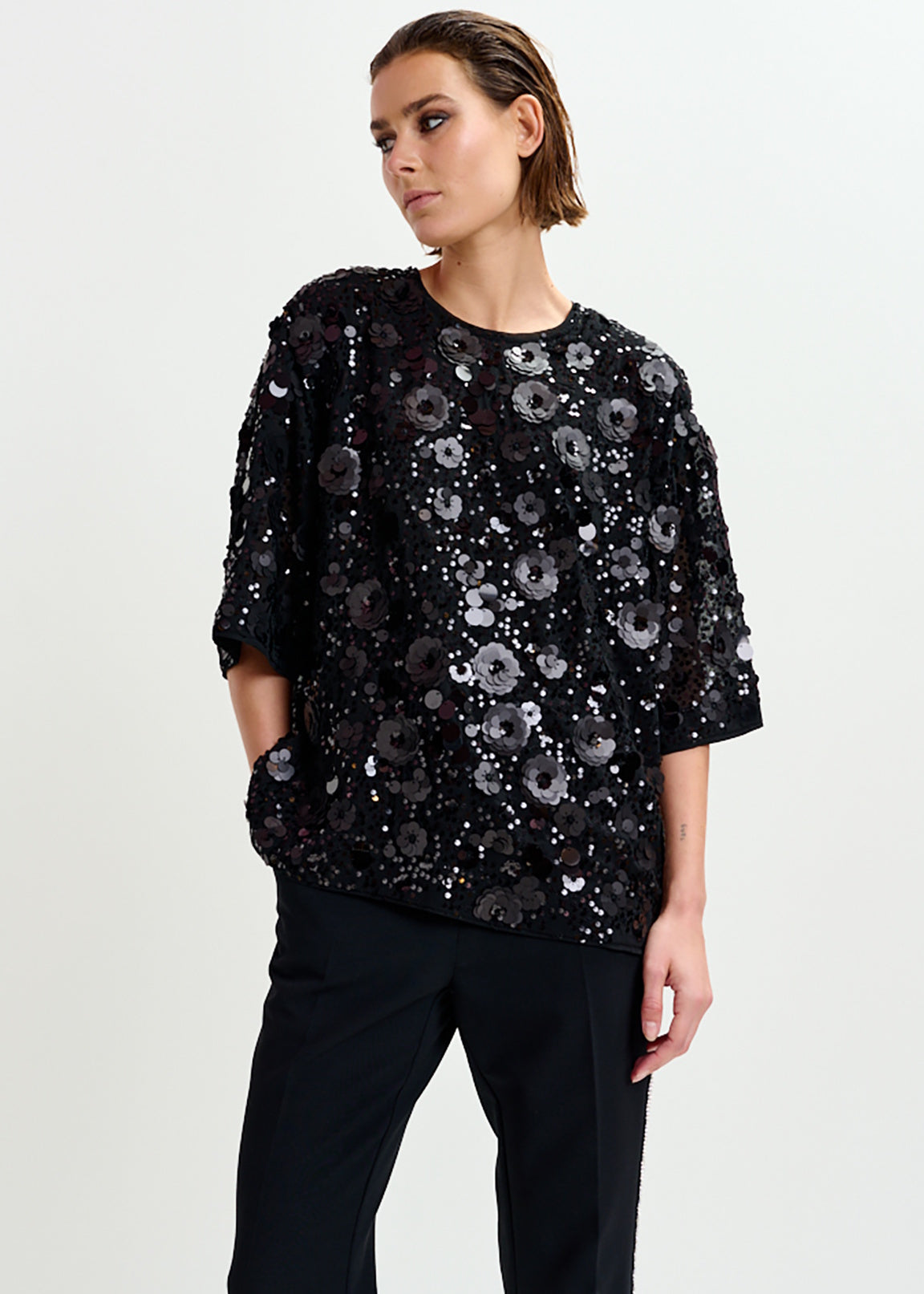 Black Isparkle Sequin Top