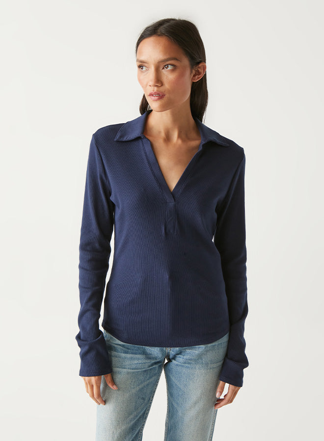 Bleu Long Sleeve Collared Shirt