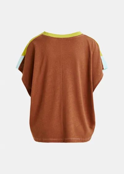 Hin linen colourblock t-shirt