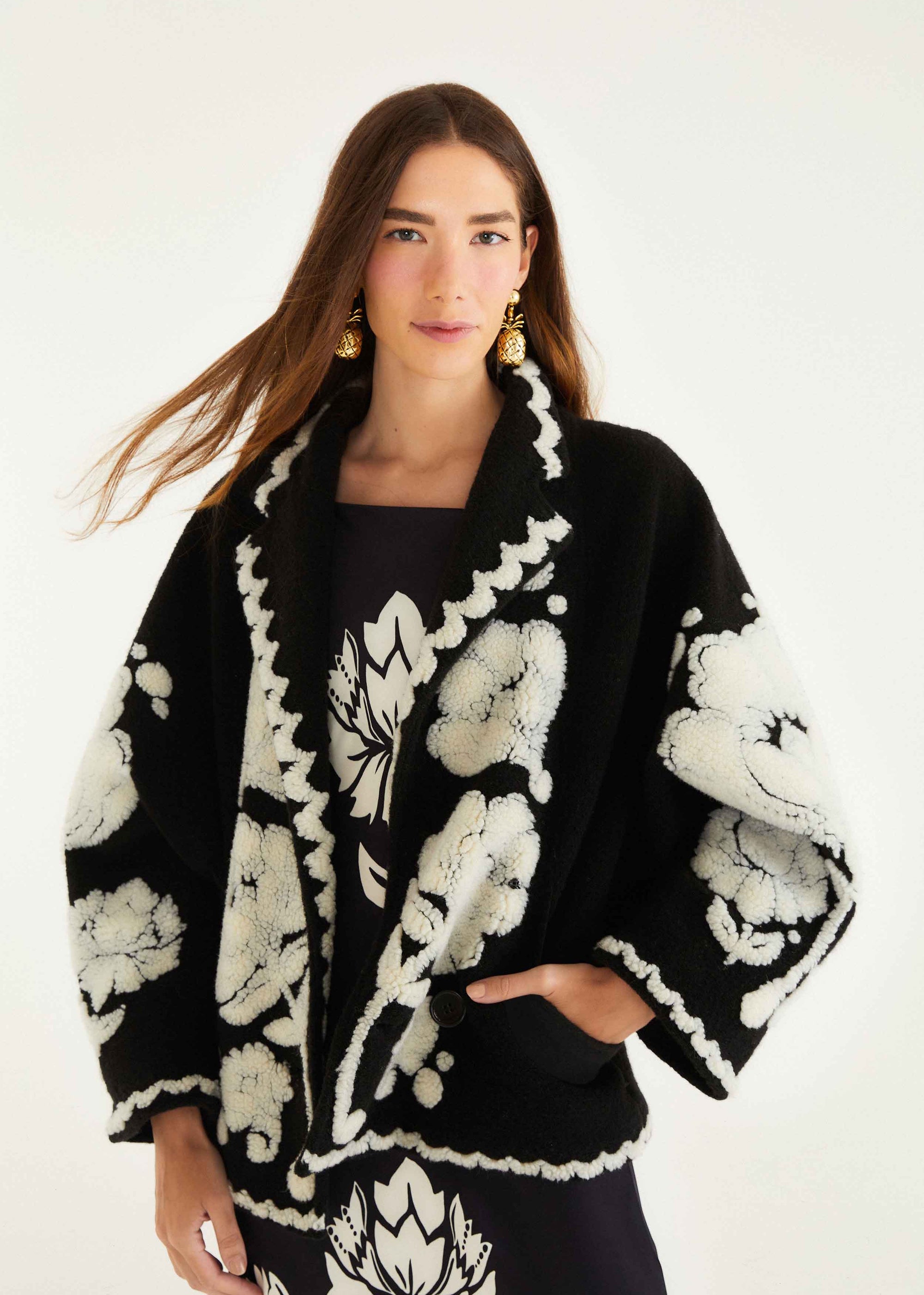 Floral Arabesque Fleece Coat