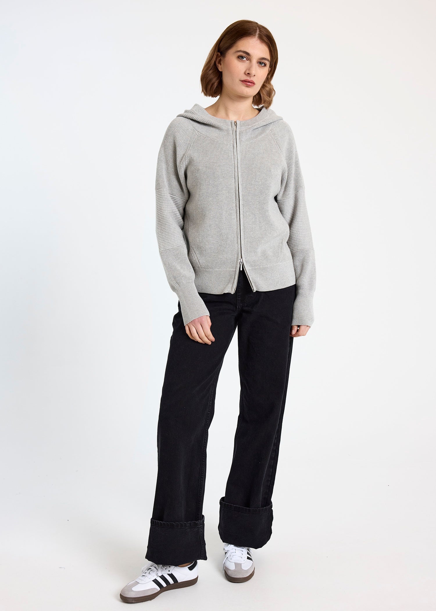 Lana Rib Detail Zip Hoodie