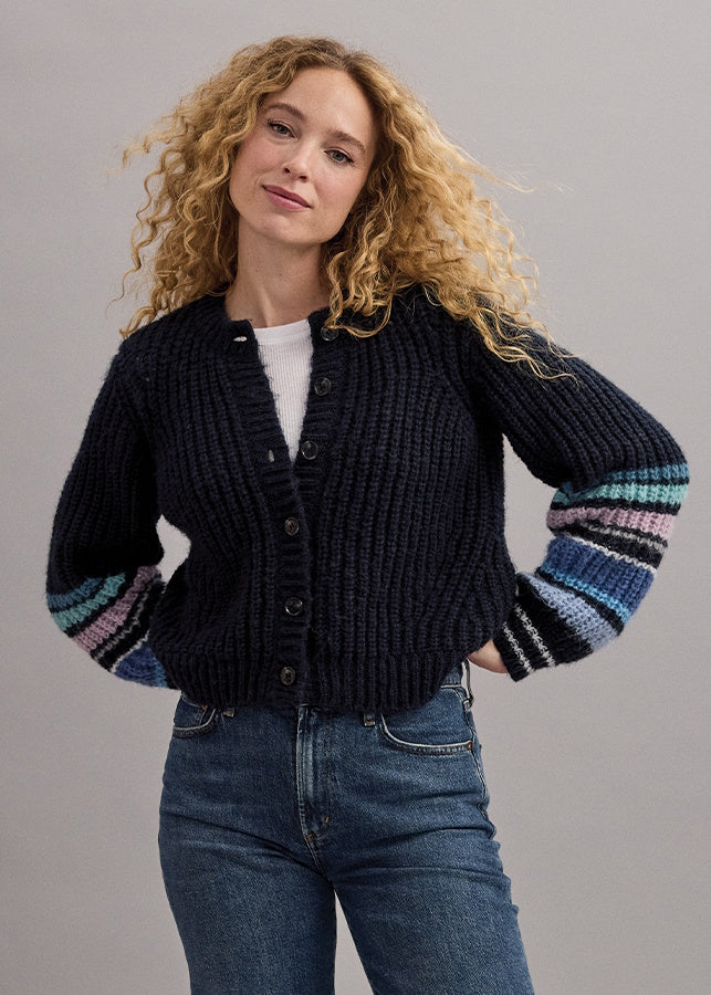Lumi Striped Crew Cardigan