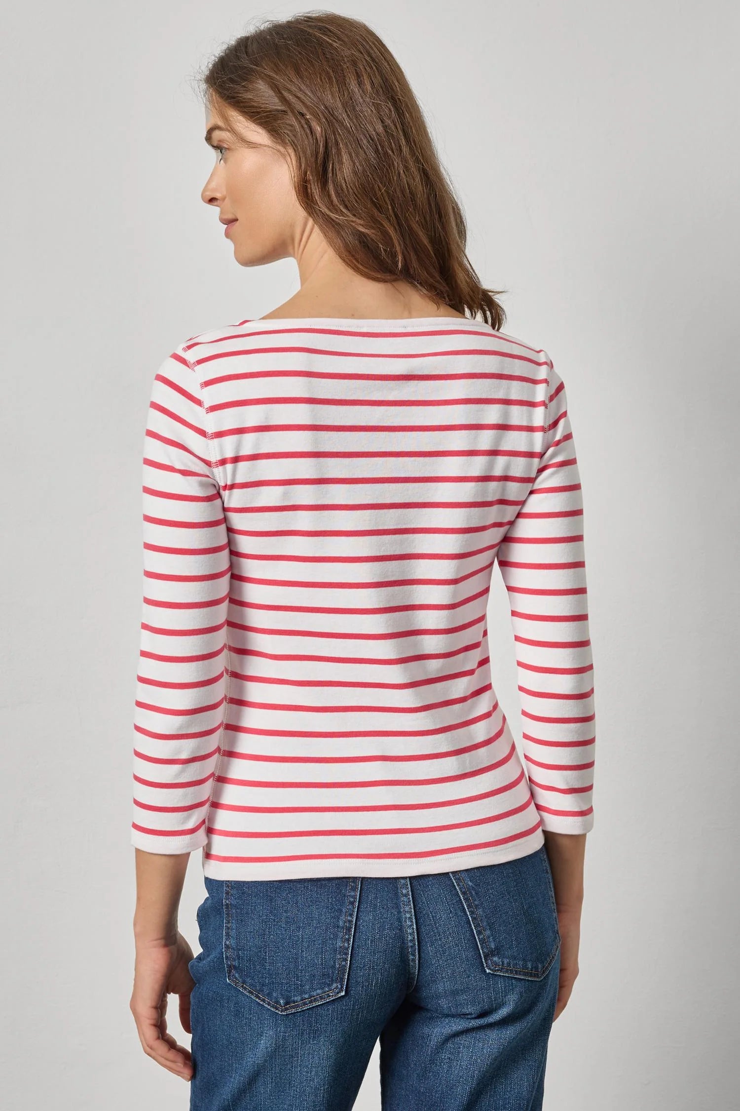Rib Stripe 3/4 Boatneck