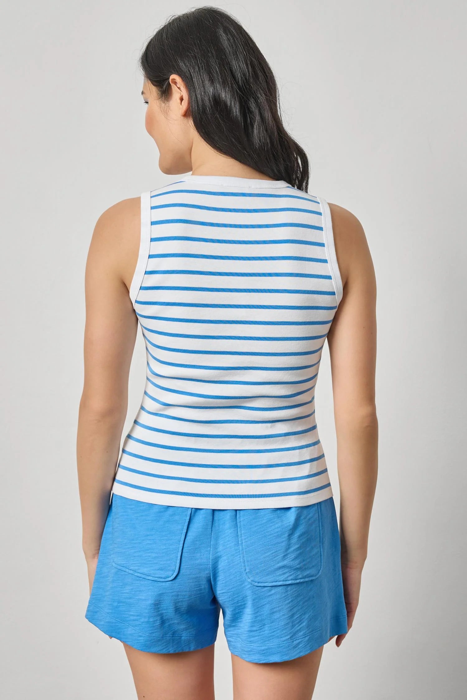 Rib Stripe High Neck Tank