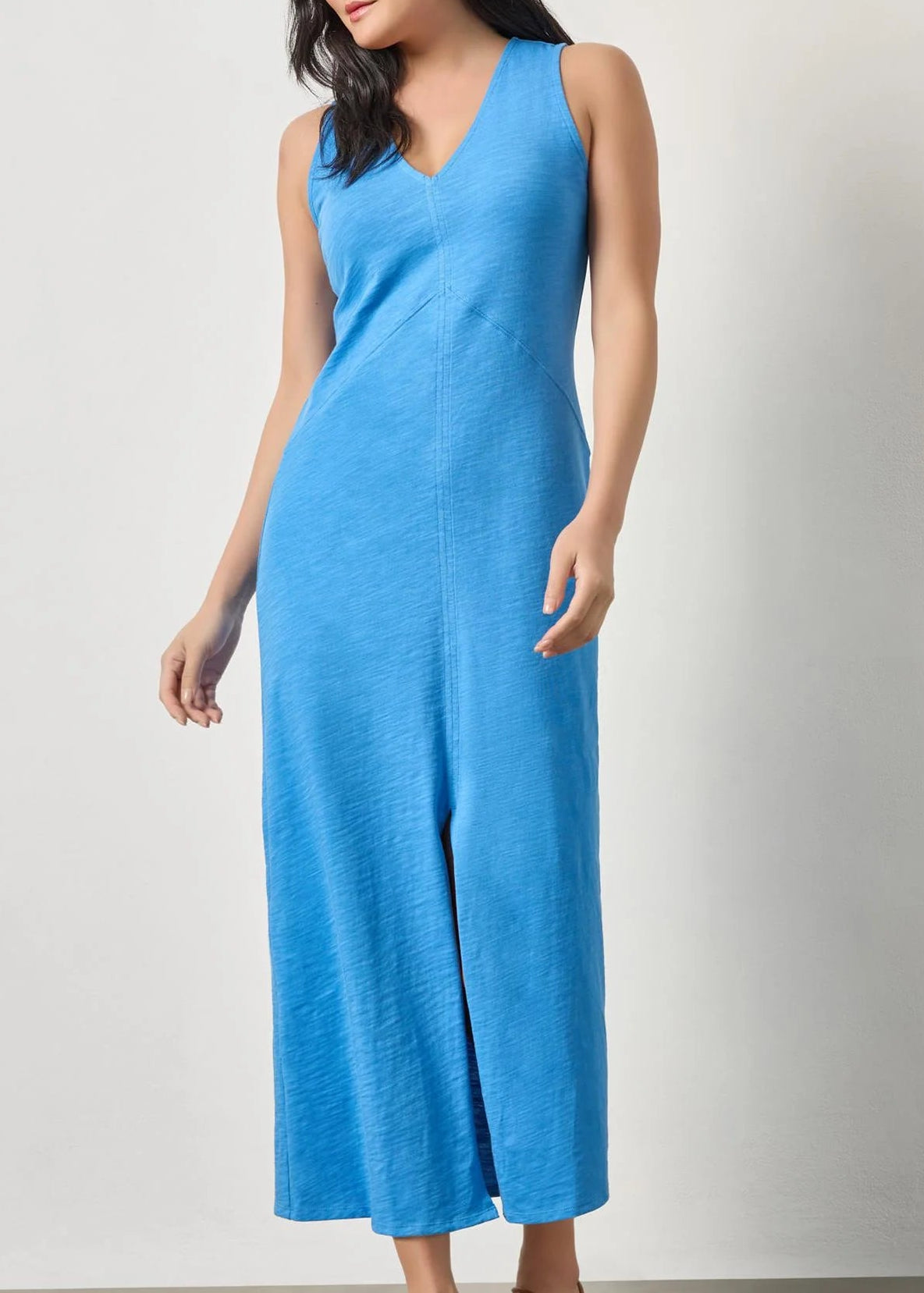 V-Neck Seamed Maxi Dress
