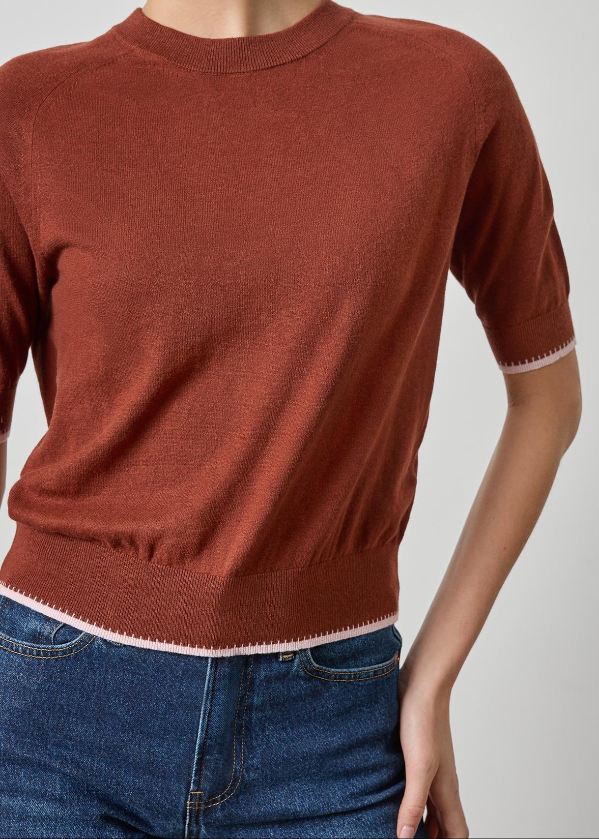 Crewneck Saddle Sleeve Sweater