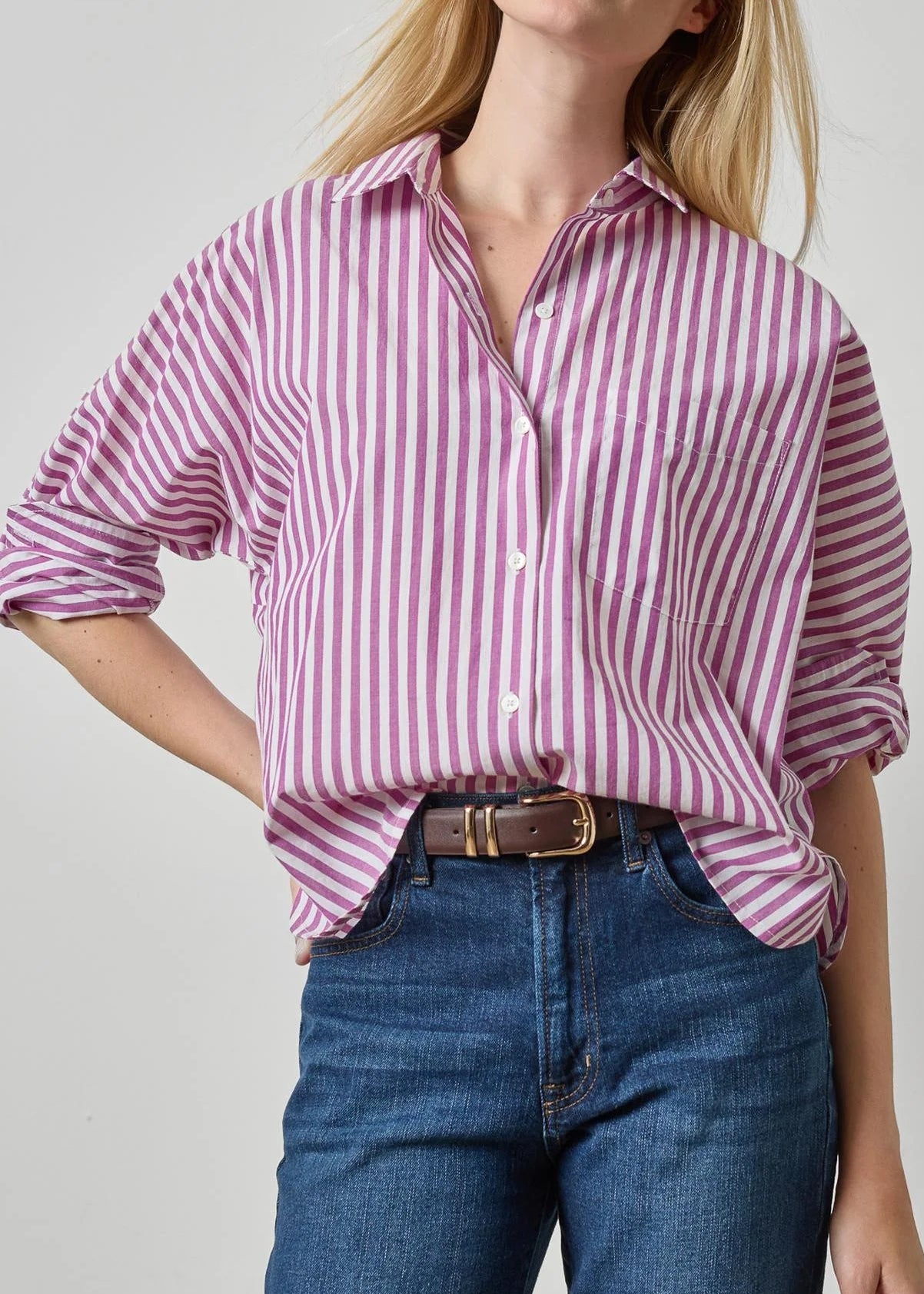 Dolman Sleeve Button Down Shirt