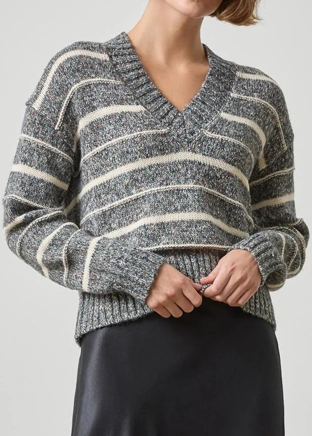 Multi Stripe V-Neck Sweater