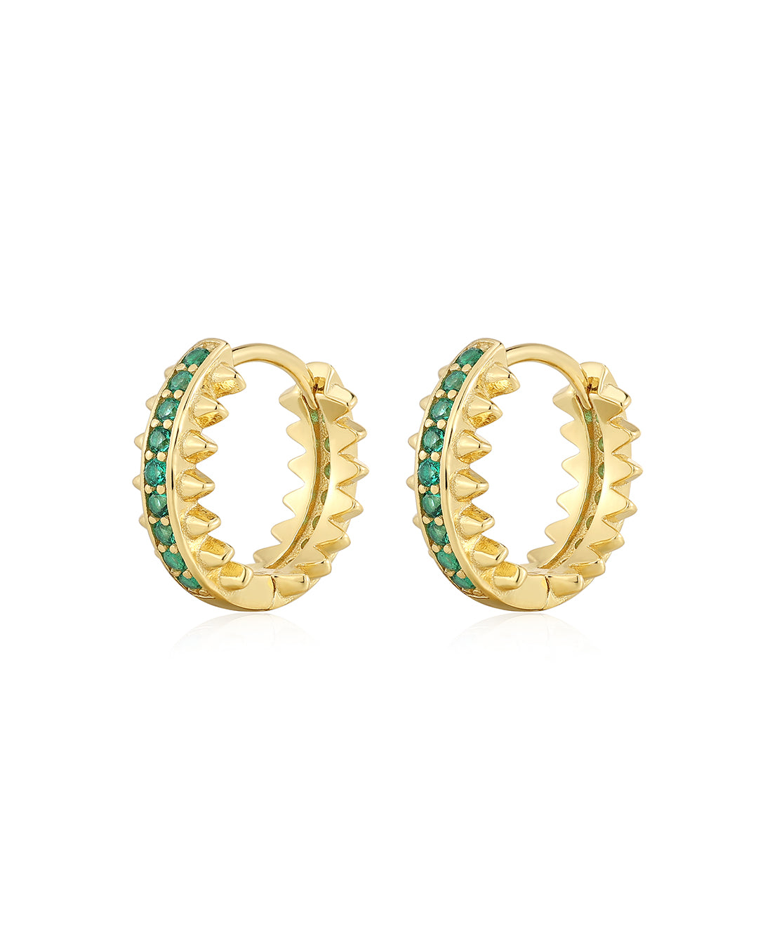 Pave Spike Huggies - Gold