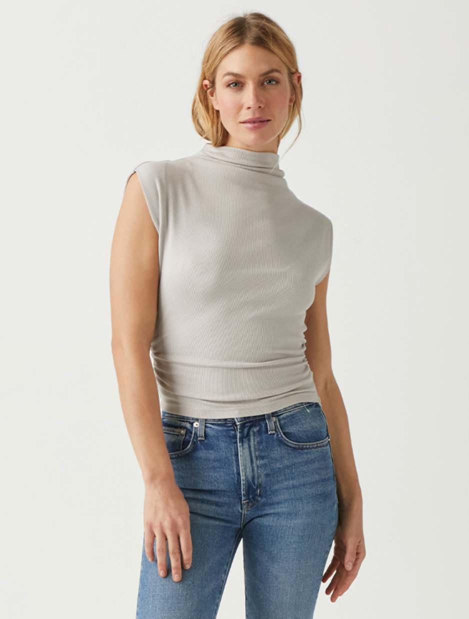 Amara Mock Neck Powershoulder Top