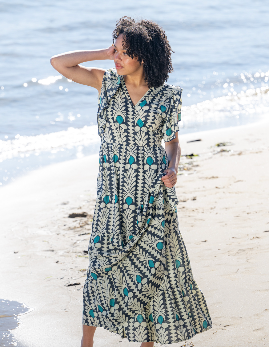 Bondi Cotton Double Frill Wrap Dress