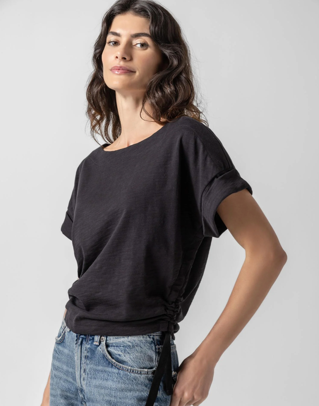 Ruched Side Boatneck