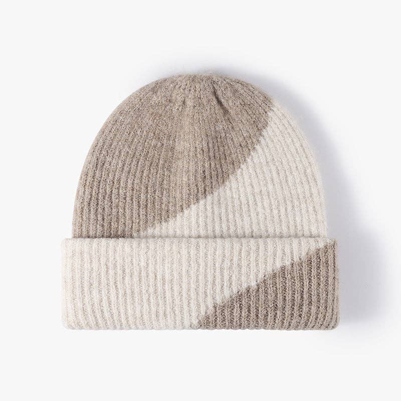 Simple Contrast Color Warm Knit Beanie