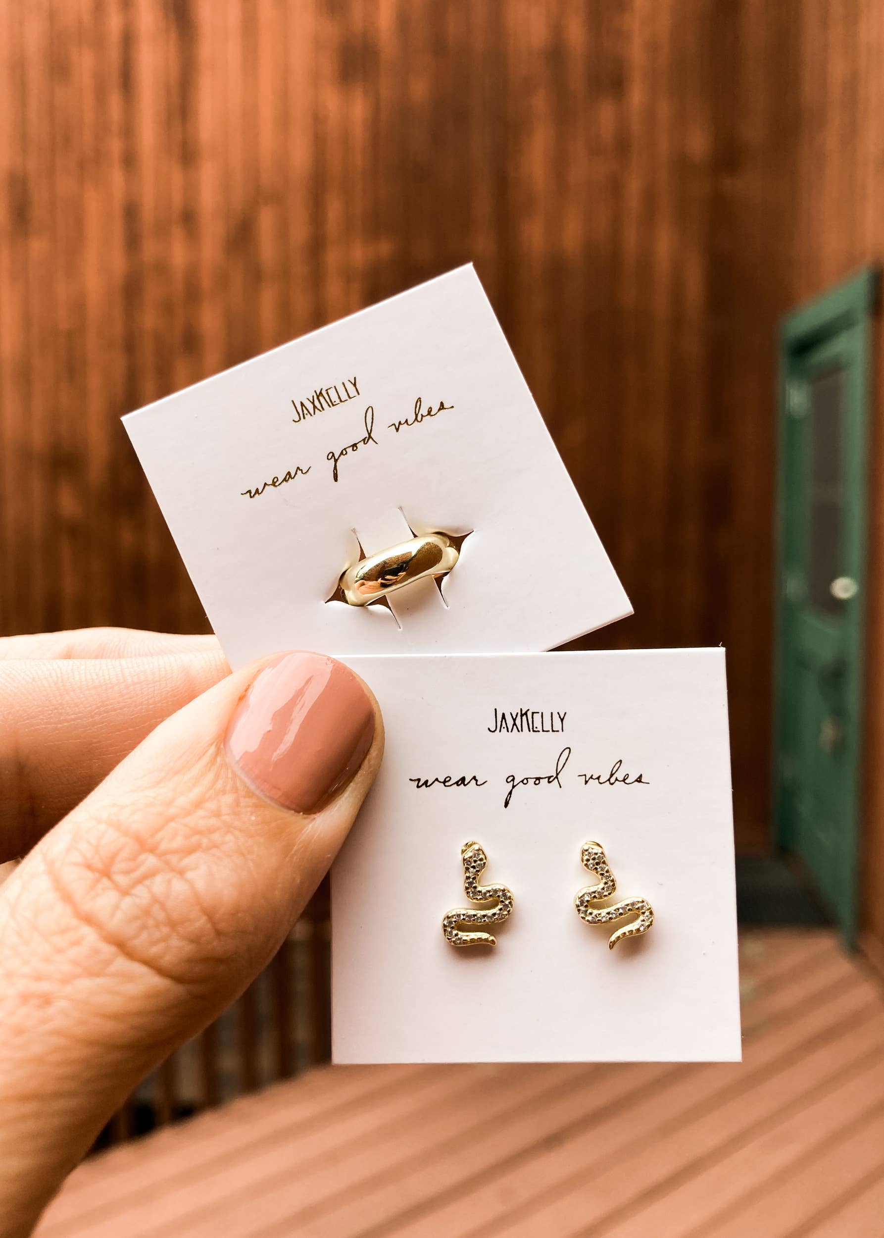 Pave Stud - Snake - Gold Earrings