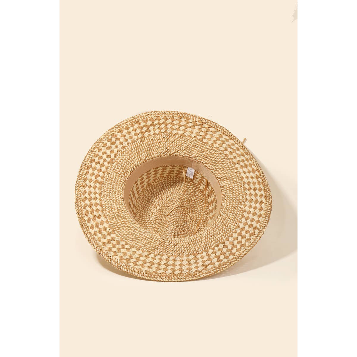 Checkered Straw Weave Sun Hat: FU