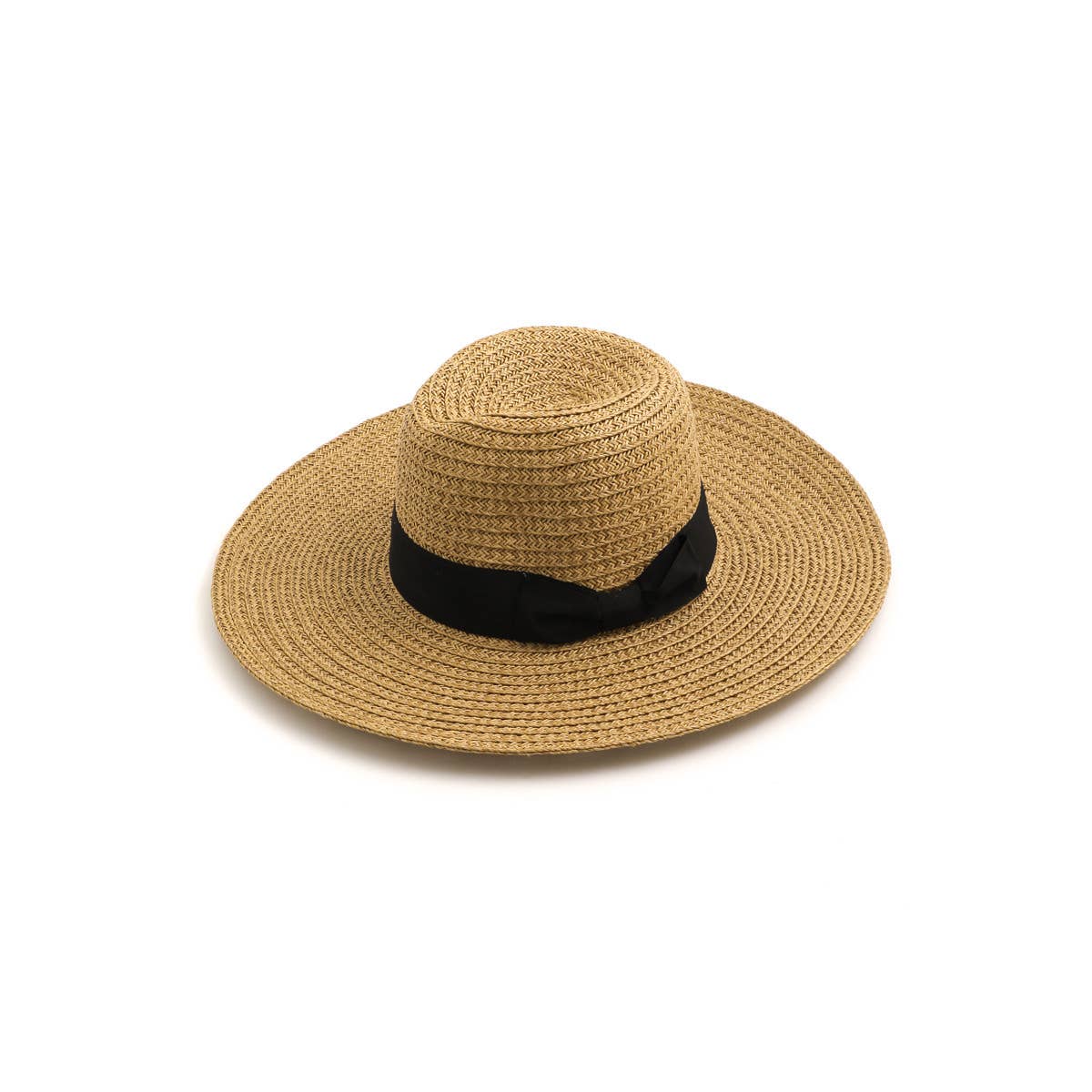 Bow Tie Straw Weave Floppy Sun Hat: TA