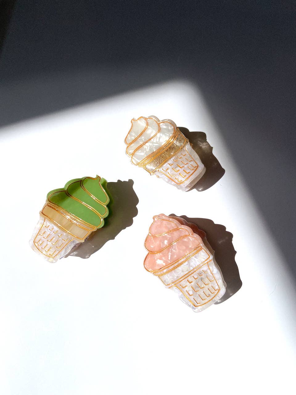 Hand-painted Soft Serve Icecream Claw Hair Clip | Eco-Friend: Strawberry