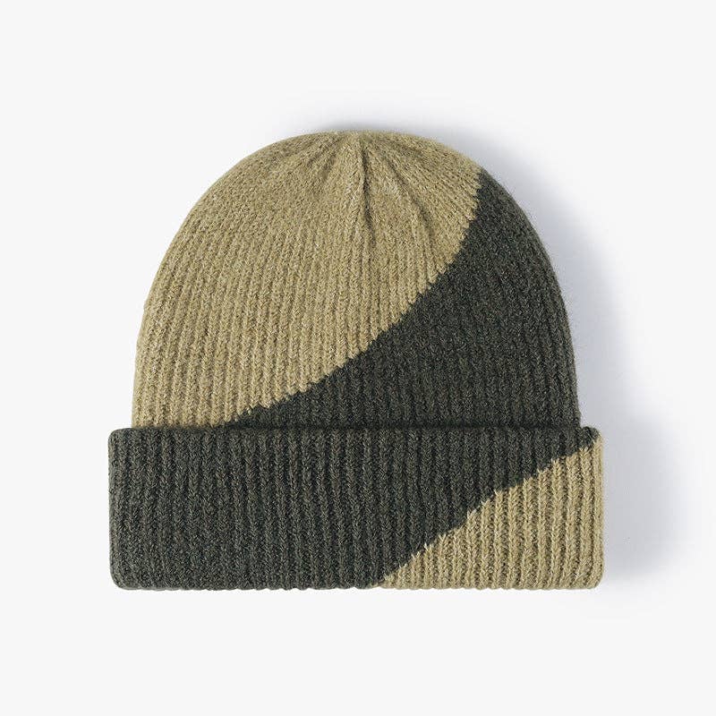 Simple Contrast Color Warm Knit Beanie