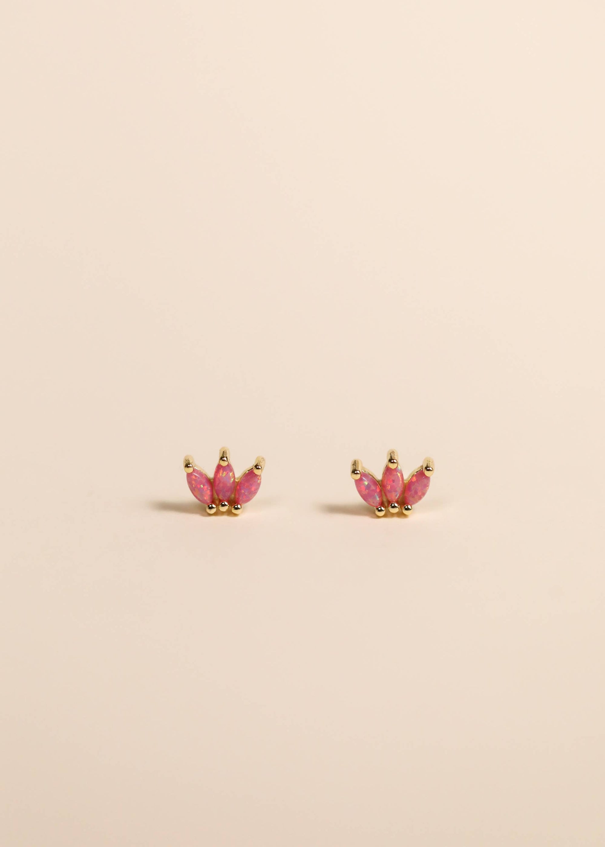 Opal Crown Stud - Pink - Gold Earrings