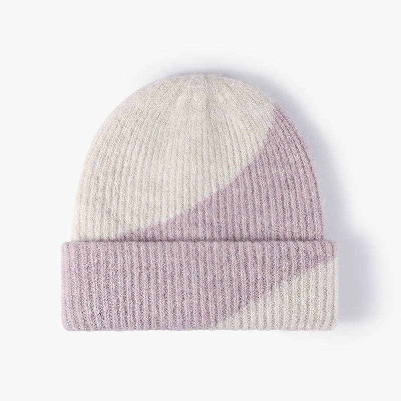 Simple Contrast Color Warm Knit Beanie