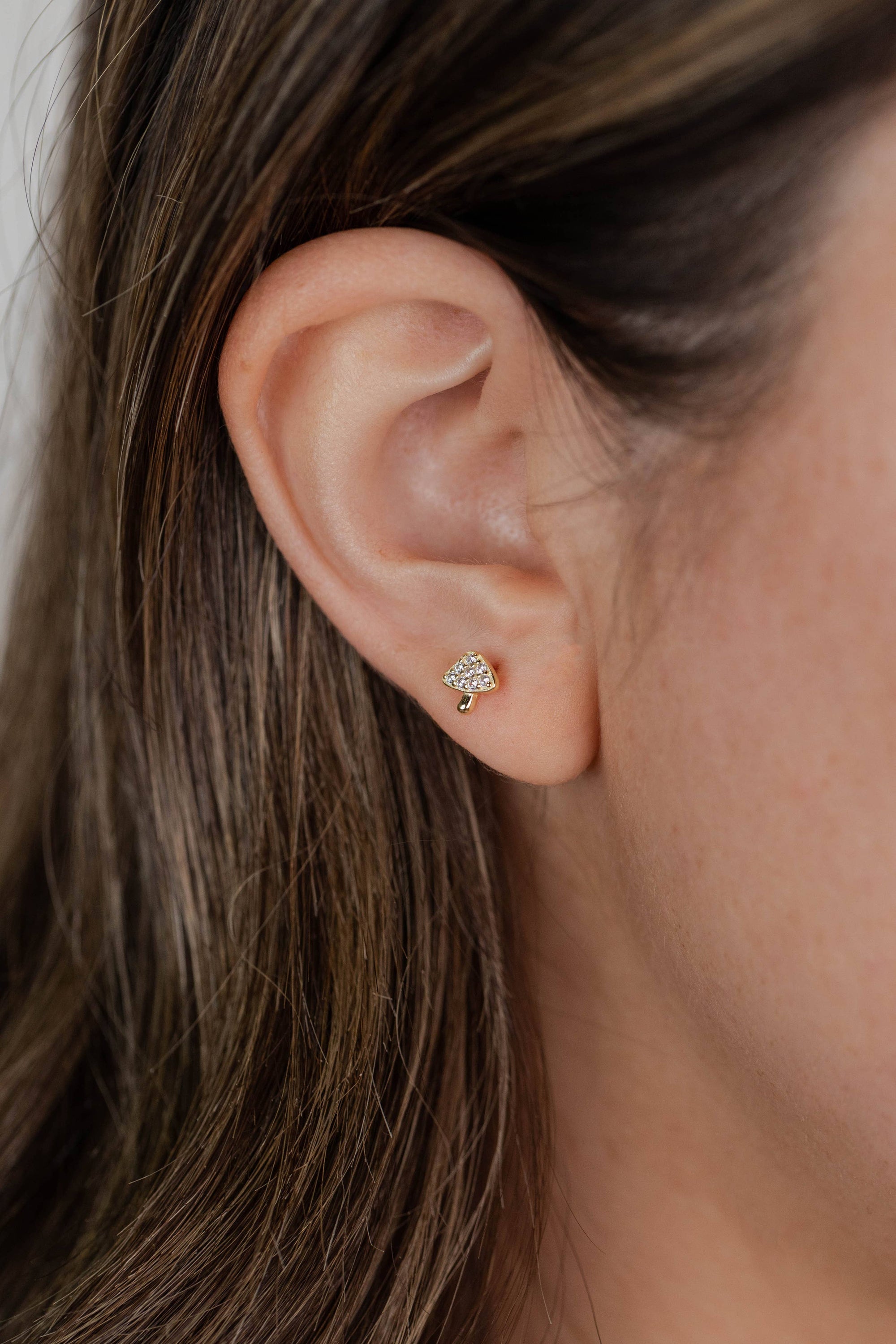 Pave Stud - Mushroom - Earring