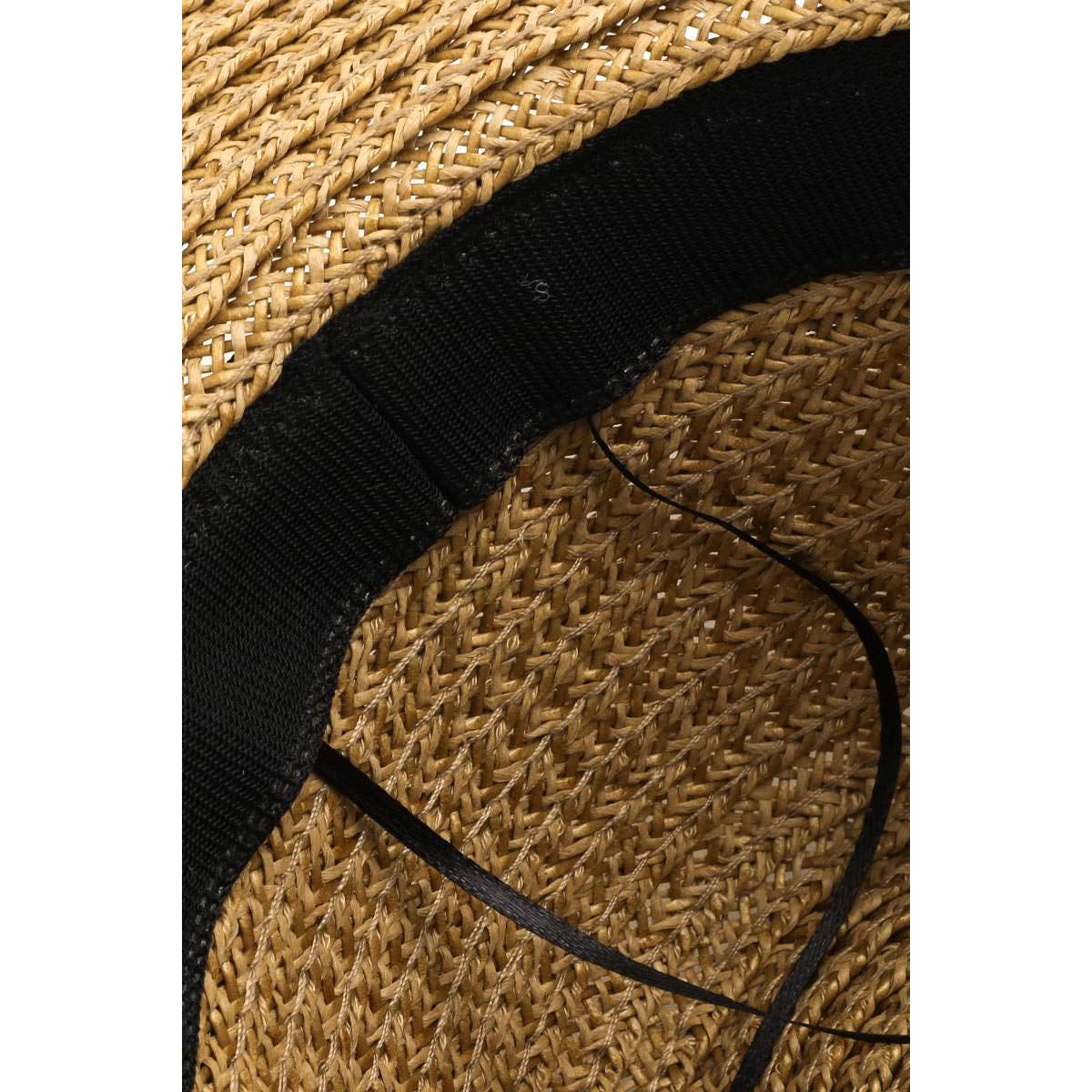 Bow Tie Straw Weave Floppy Sun Hat: TA