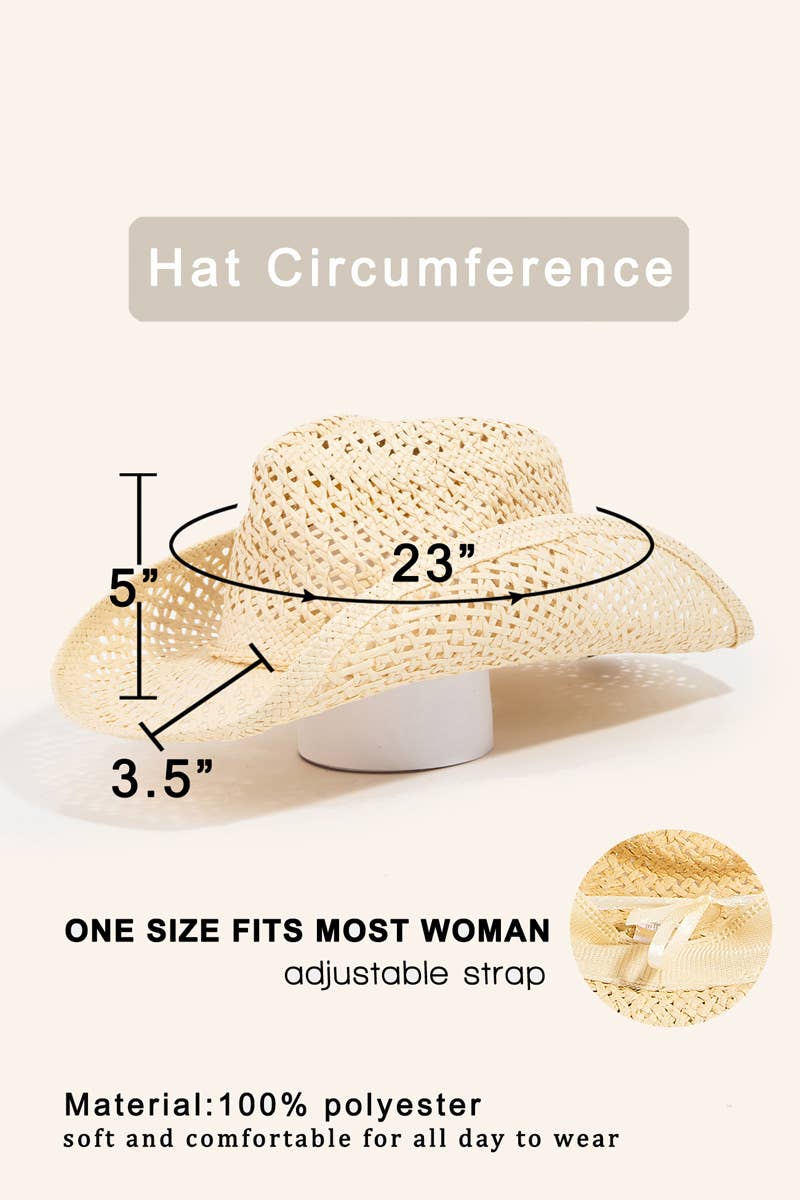 Straw Braid String Western Cowboy Hat