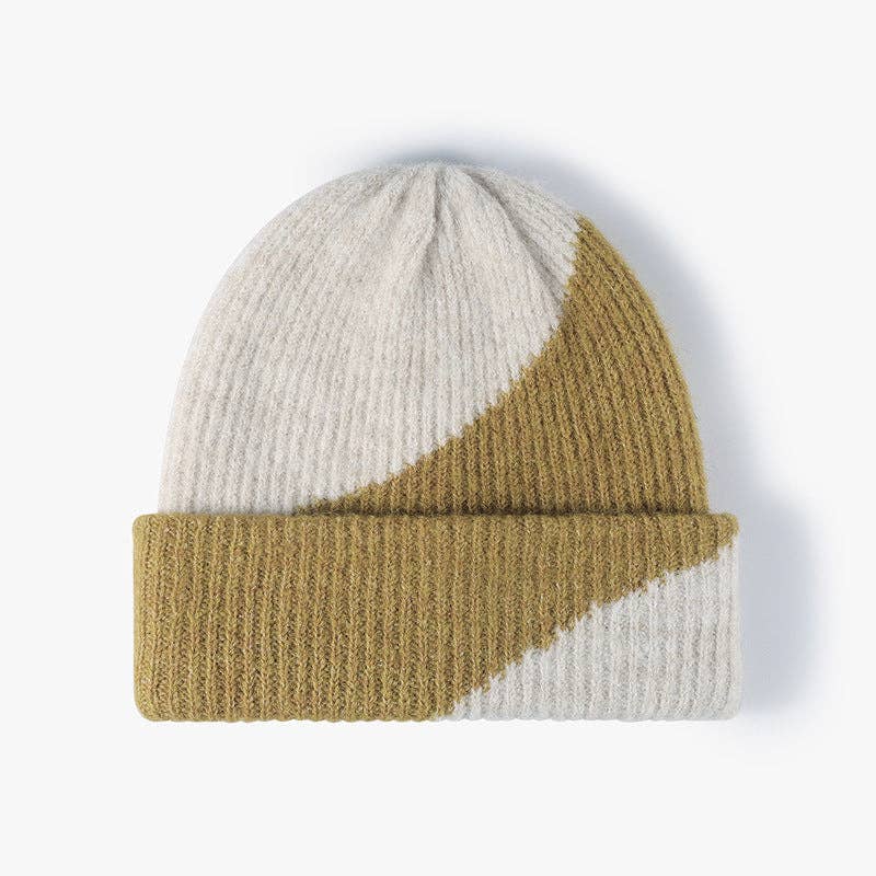 Simple Contrast Color Warm Knit Beanie