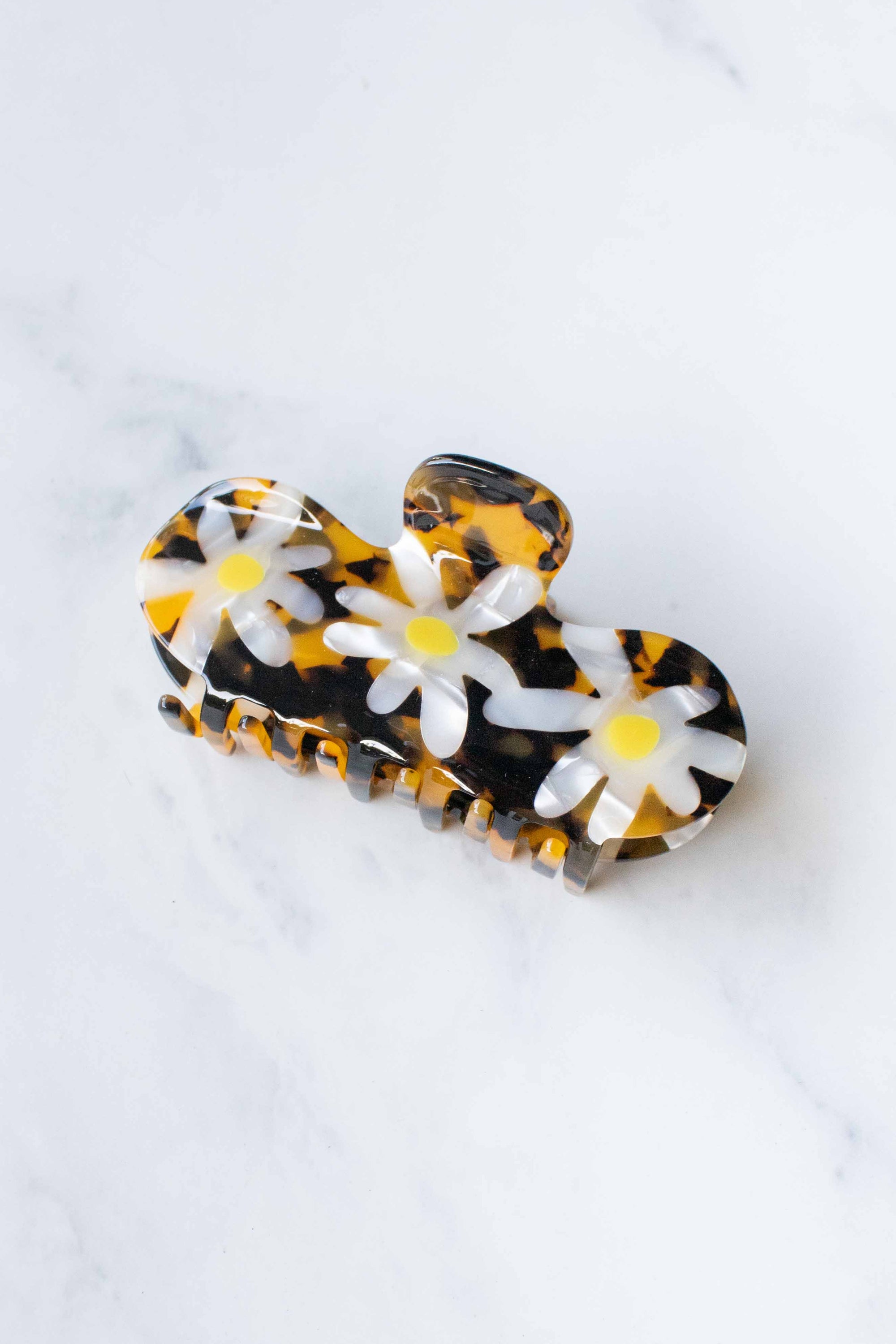 Eco Daisy Flower Curved Hair Claw Clip