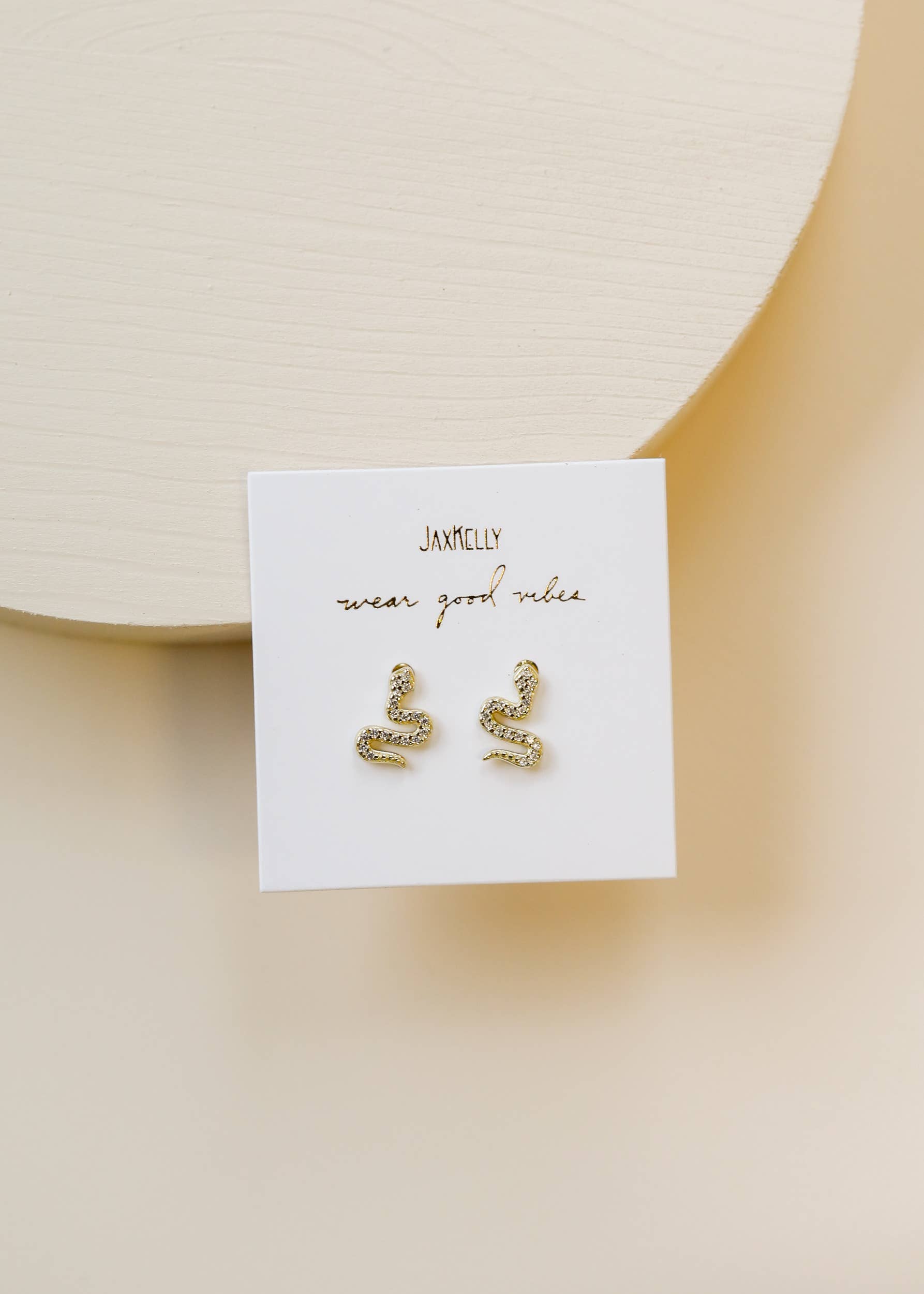 Pave Stud - Snake - Gold Earrings