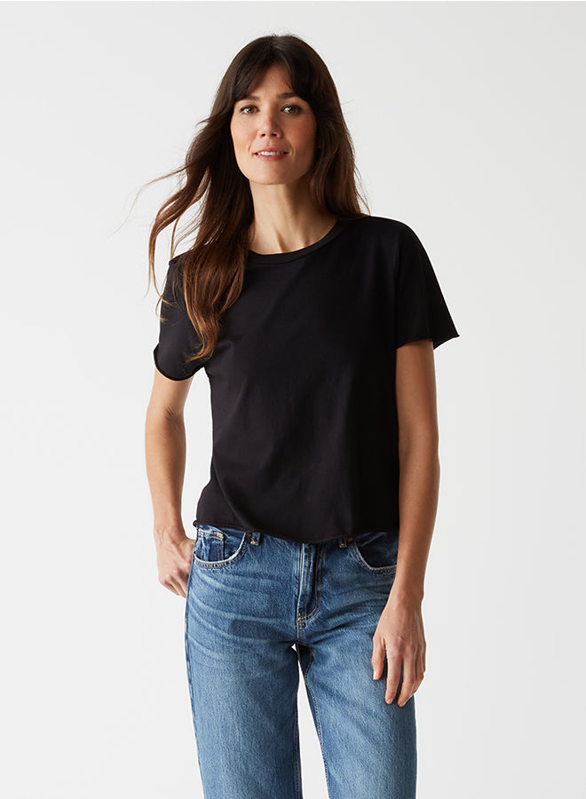 Jackie Raw Edge Crew Neck TEE