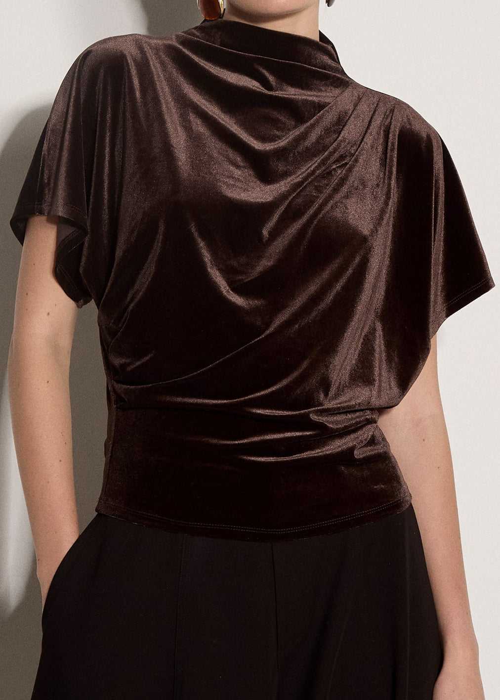 Velvet Cowl Neck Top