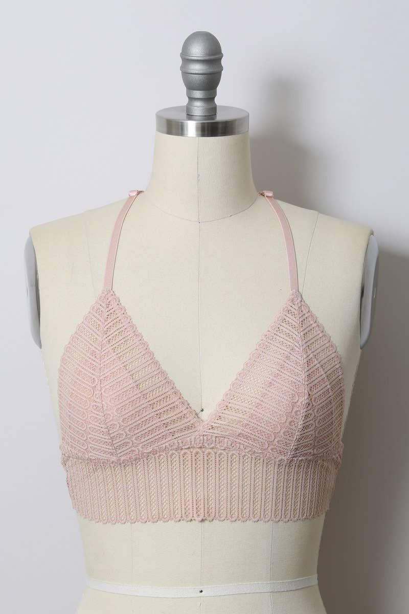 Ribbed Lace Boho Racerback Bralette