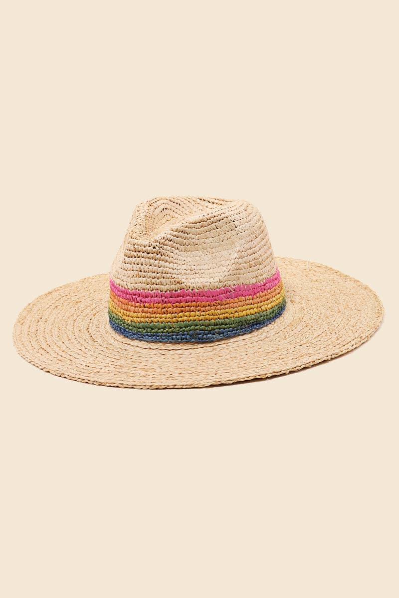 Rainbow Stripe Braided Sun Hat